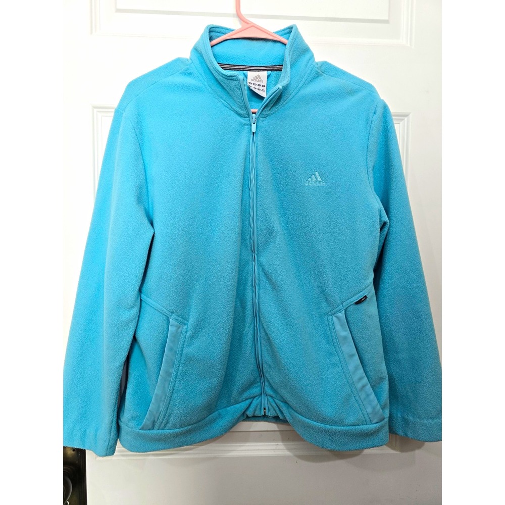 Vintage light blue Adidas full-zip fleece jacket w/ embroidered logo size Large